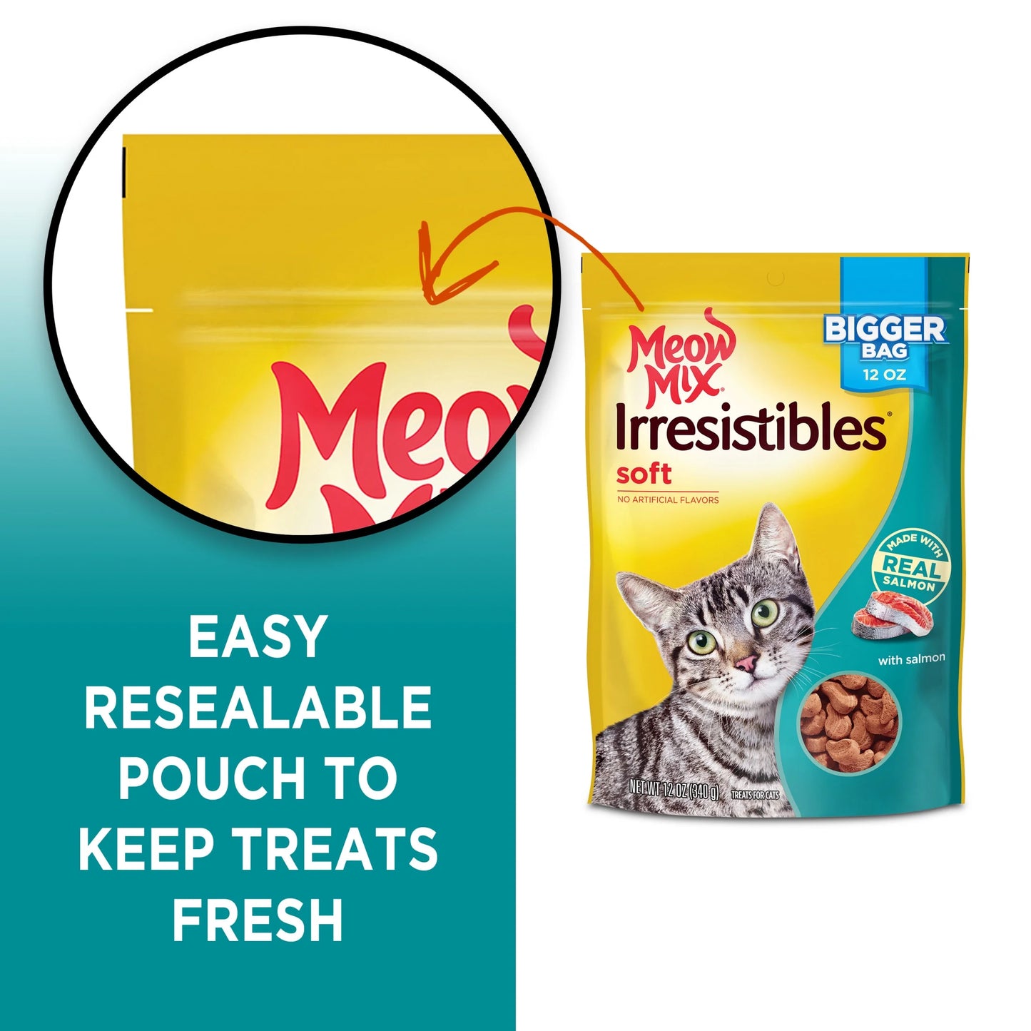 (5 Pack) Irresistibles Soft Cat Treats with Salmon, 12 Oz Bag