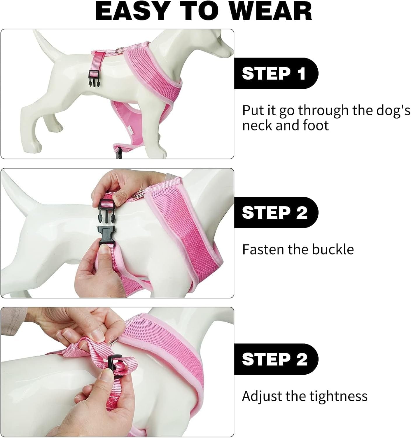 Small Dog Harness - Breathable Mesh Puppy Cat Harnesses - No Pull Adjustable Dog Harness Dog Vest Harness for Small and Medium Dogs