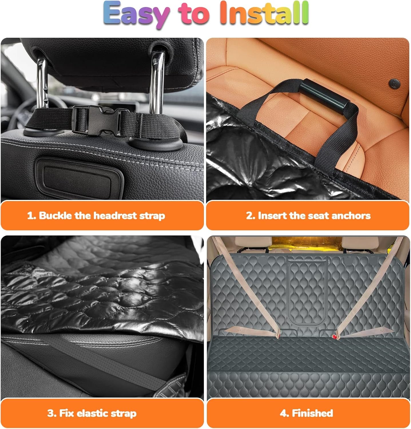 Waterproof Dog Car Seat Cover for Back Seat - Scratch Proof & Nonslip Backing & Bench Seat Cover, Quilted, Padded, Durable Pet Seat Protector for Cars Trucks and Suvs