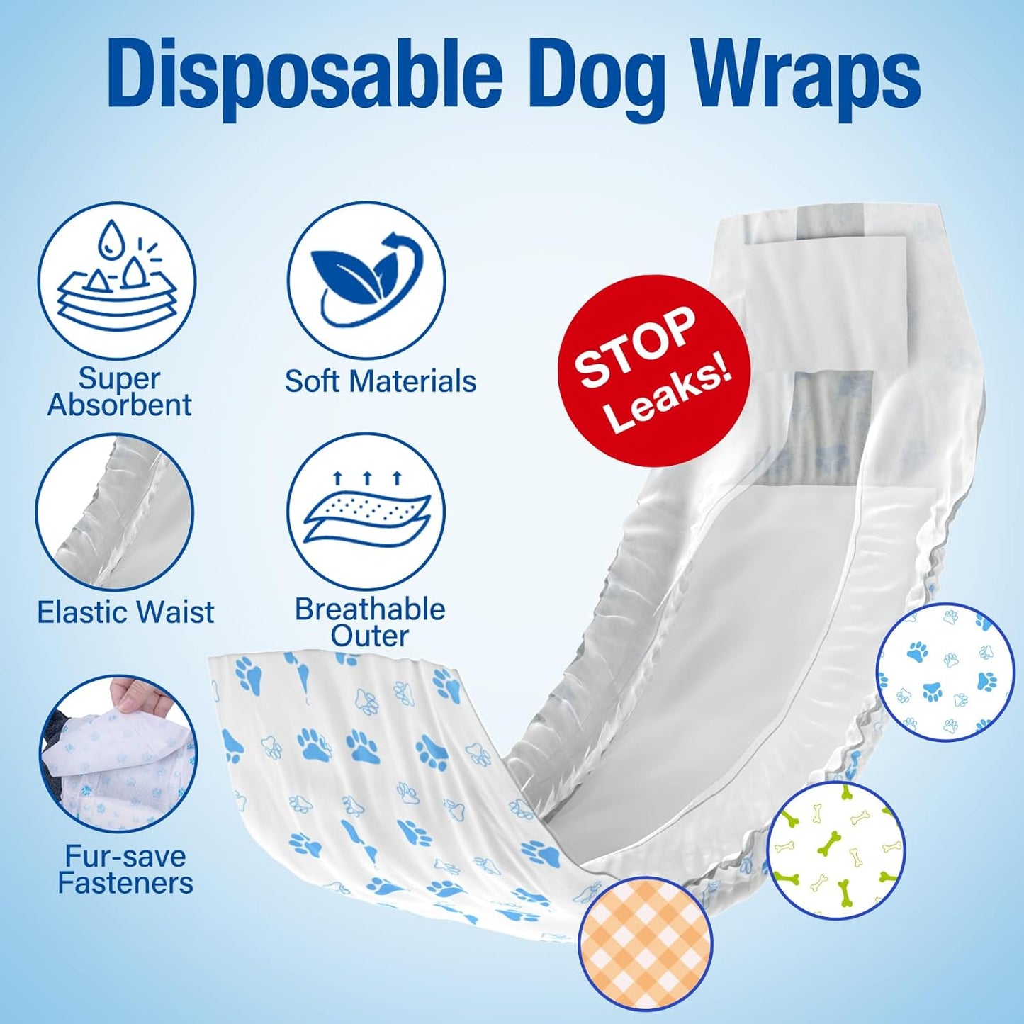 Disposable Male Wrap Dog Diaper,12Pcs,Xs
