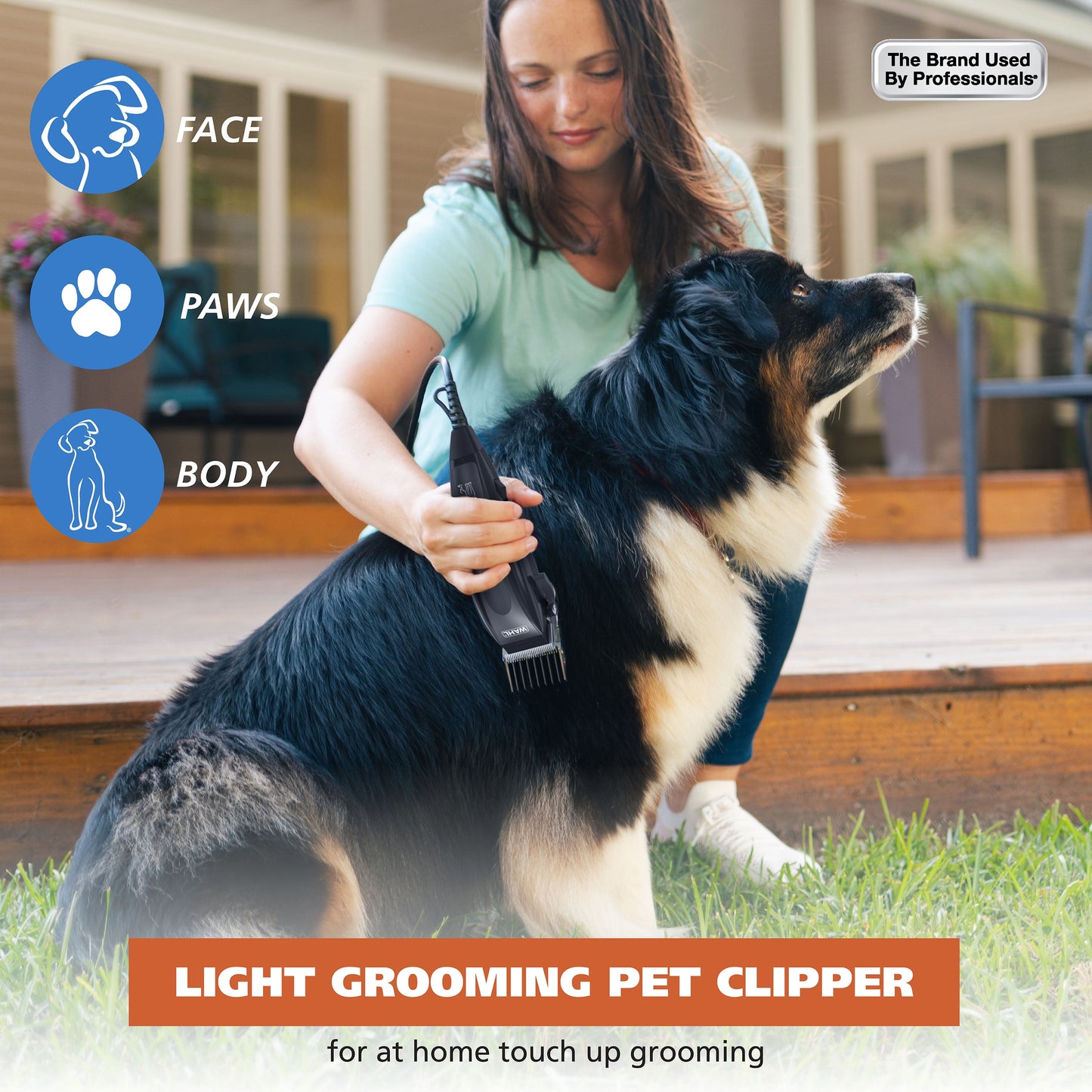 Basic Series Touch up Corded Pet Clipper, 10 Piece Dog Grooming Kit Black - 9653-1101