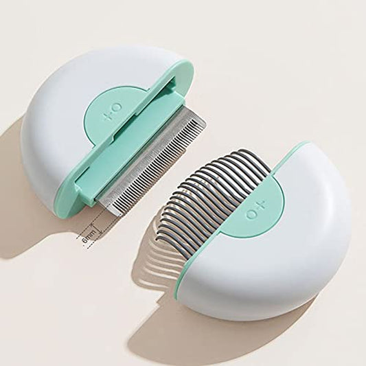 Cat Comb, 2 in 1 Massage Comb & Deshedding Brush, Portable Shell Comb for Cats, Used for Short Long Haired Puppy & Kitten & Rabbit & Little Pets (Green)