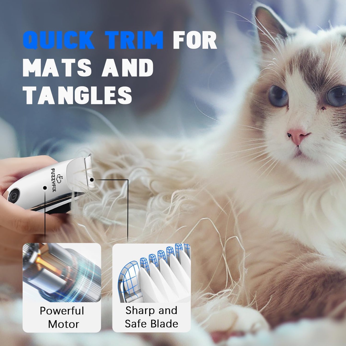 Pet Grooming Clippers for Matted Hair Cat, Trimmer for Low Noise, Waterproof Por
