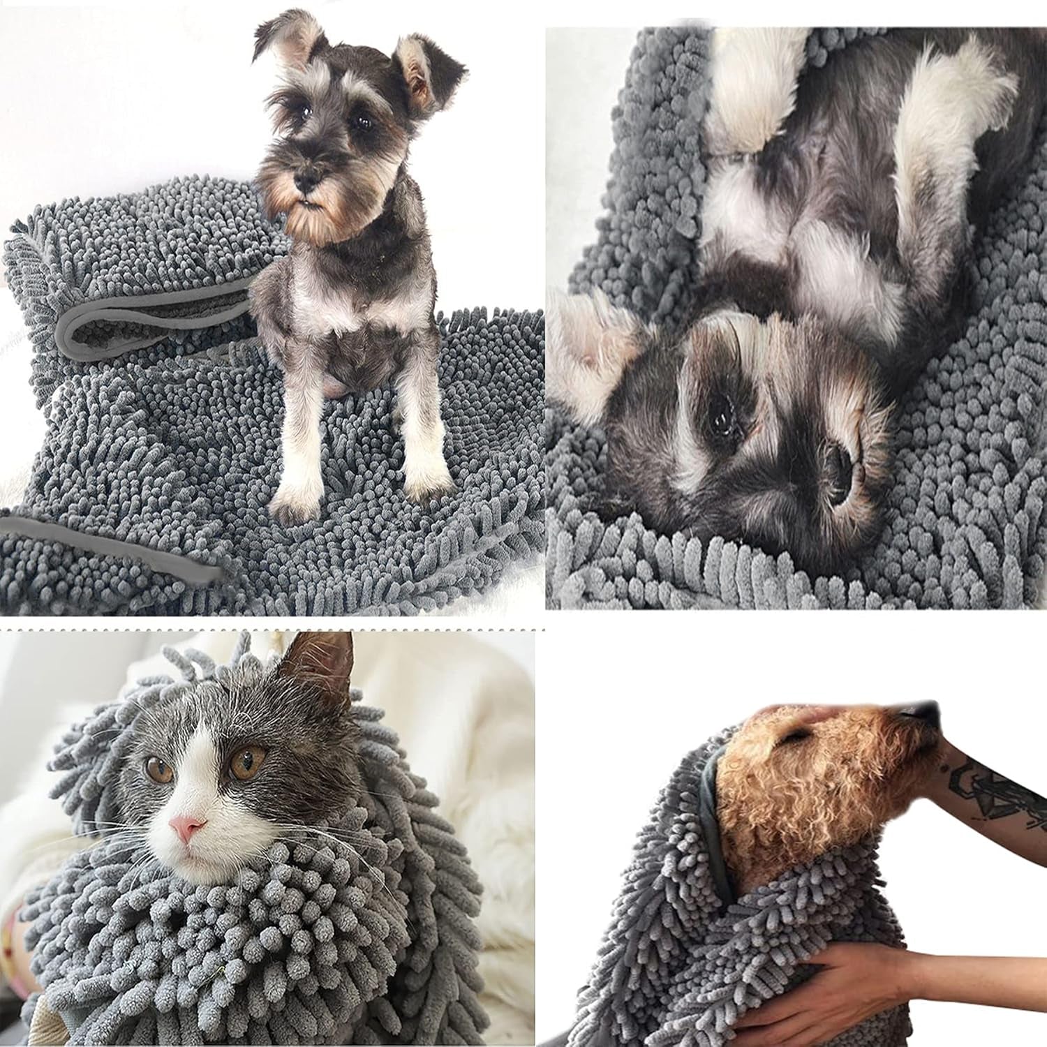 Microfiber Dog Towel Large Quick Drying Pet Towel Absorbent Chenille Dog Bath Durable Dry Towel for Dog and Cat Machine Washable-L