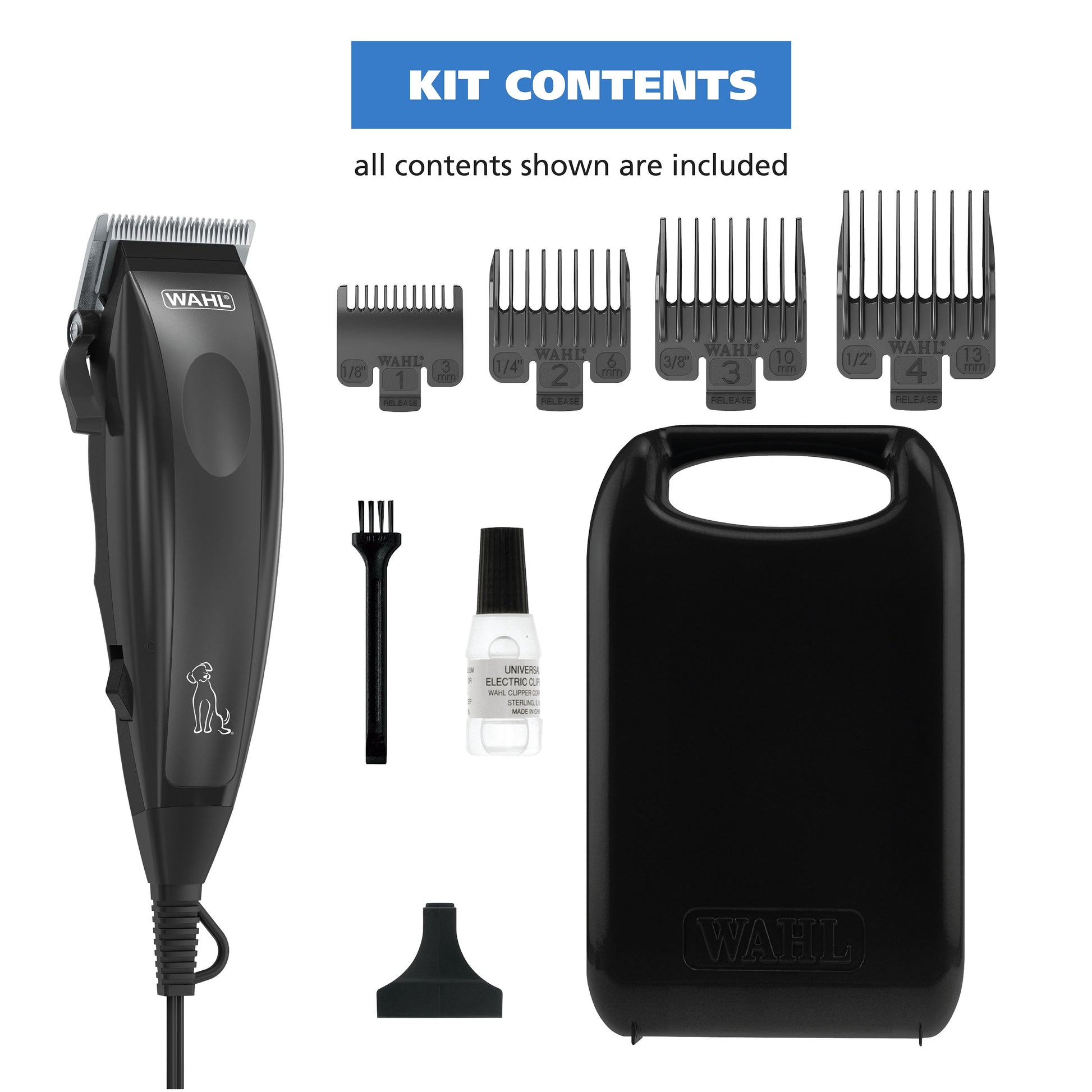 Basic Series Touch up Corded Pet Clipper, 10 Piece Dog Grooming Kit Black - 9653-1101