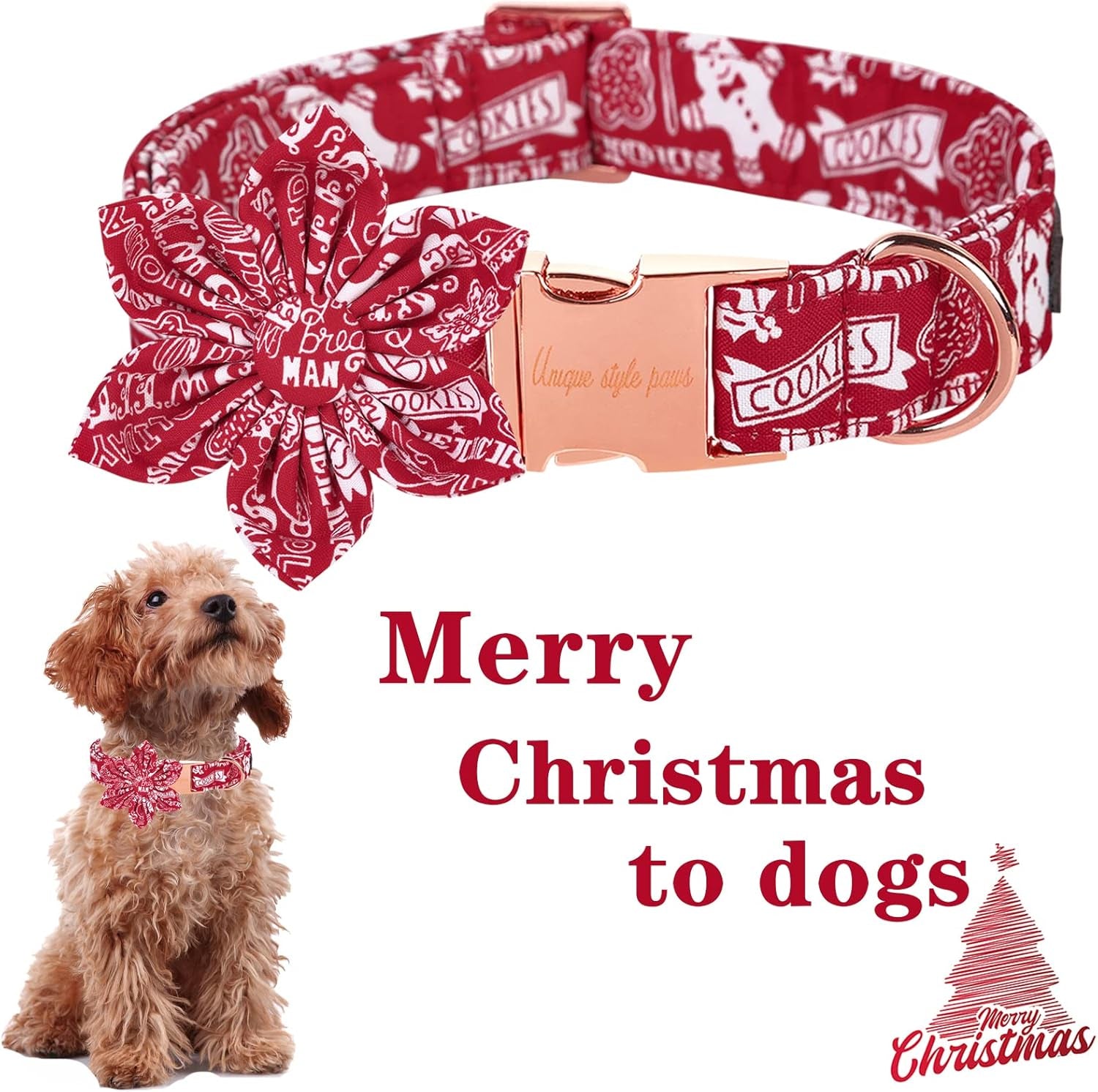 Cotton Dog Collar with Bow Puppy Collar with Green Flower for Small Medium Large Boys Girls Dogs
