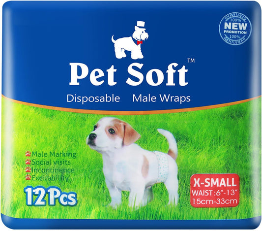 Disposable Male Wrap Dog Diaper,12Pcs,Xs