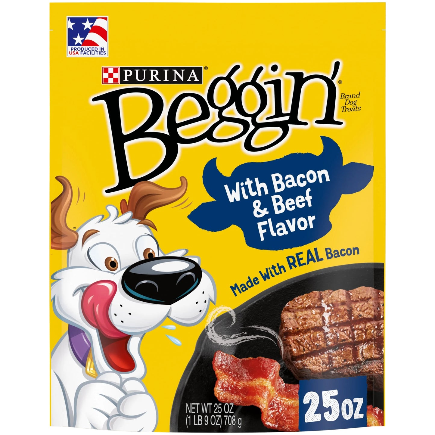 (4 Pack) Purina  Strips Dog Treats with Real Bacon & Beef Flavors Tender Chews, 25 Oz Pouch