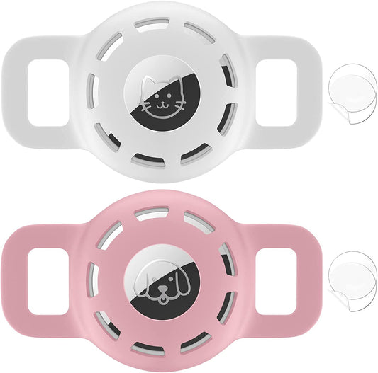Air Tag Cat Collar Holder for Apple Air Tag, 2 Pack of Pet Collar Holder for Cat and Small Dog Collar within 1/2 Inch and 2 Pack Protector for Air Tag