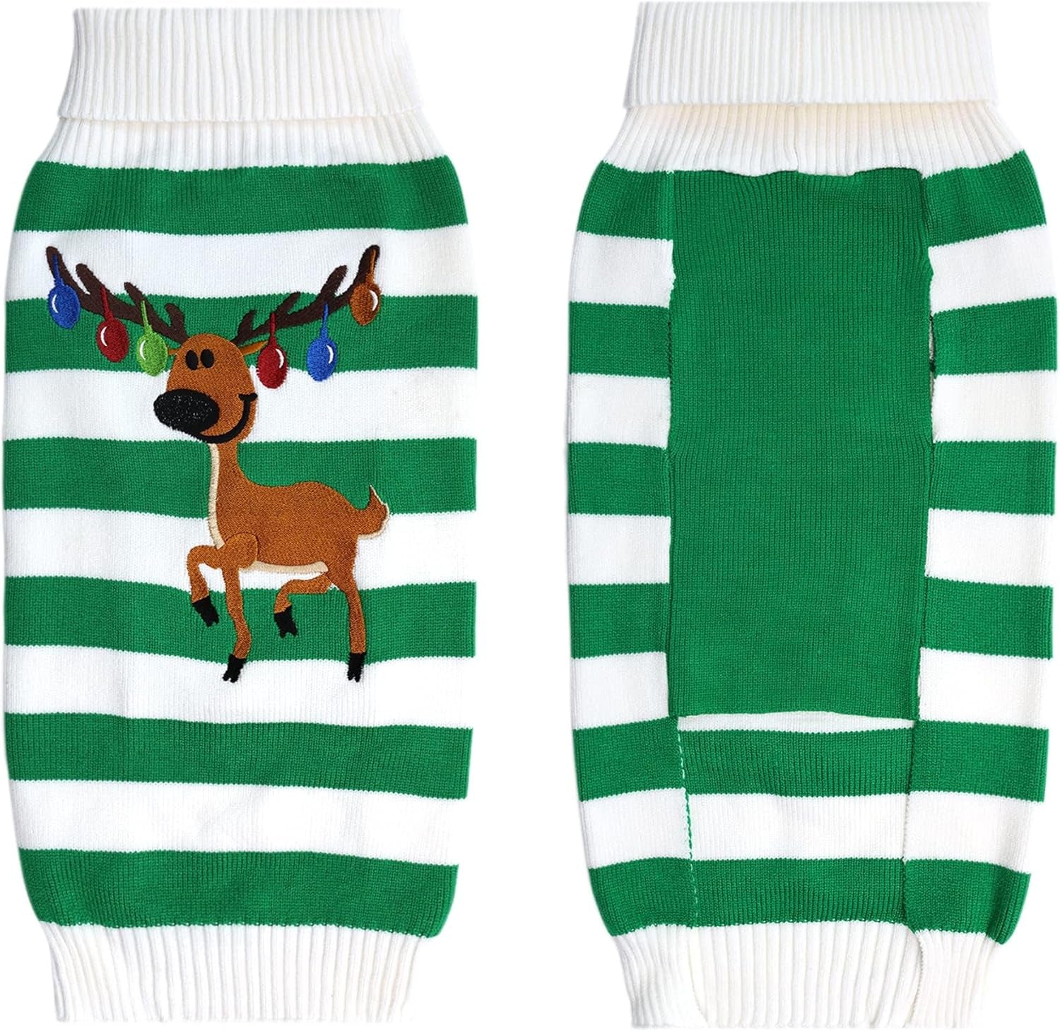 Dog Christmas Reindeer Sweater Pet Winter Elk Bells Sweaters for Small Dog and Cat (S, Green)