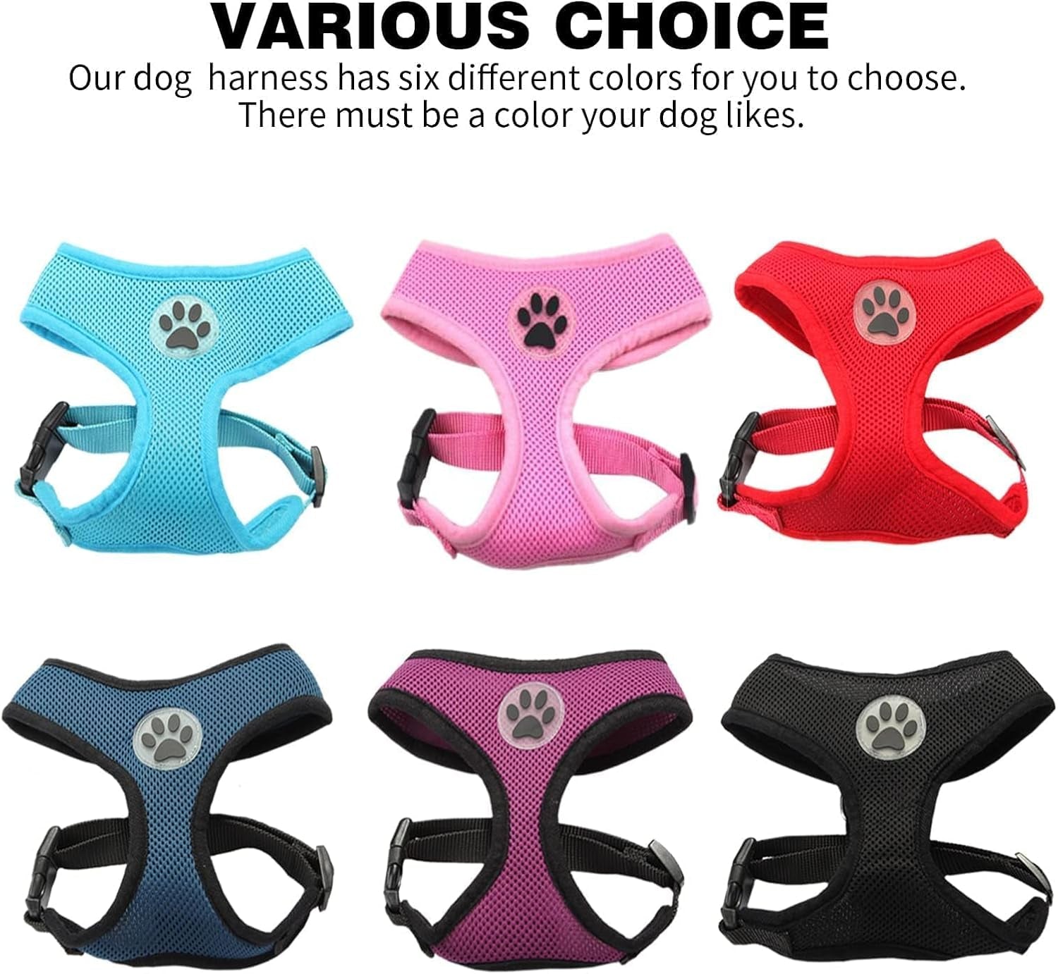Small Dog Harness - Breathable Mesh Puppy Cat Harnesses - No Pull Adjustable Dog Harness Dog Vest Harness for Small and Medium Dogs