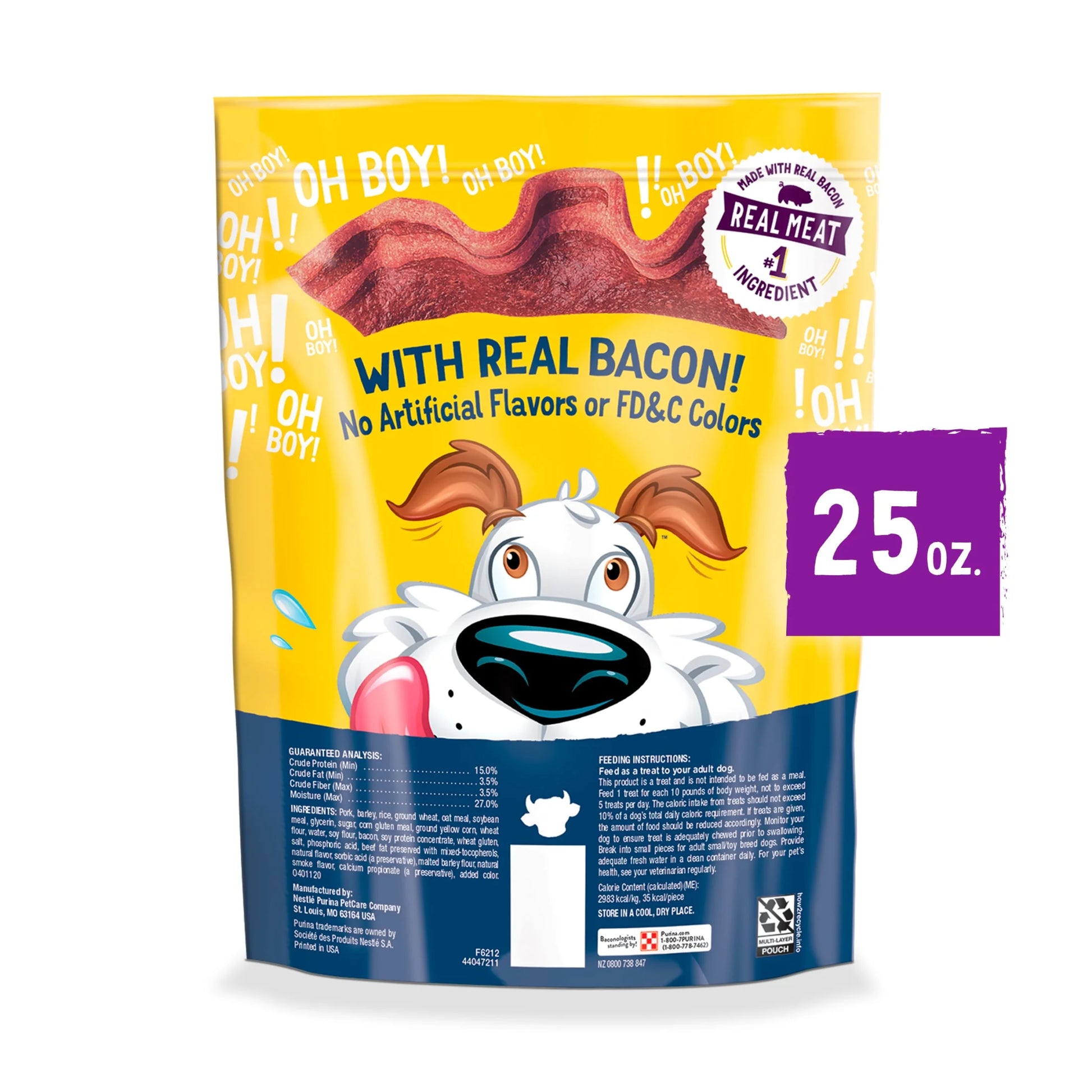 (4 Pack) Purina  Strips Dog Treats with Real Bacon & Beef Flavors Tender Chews, 25 Oz Pouch