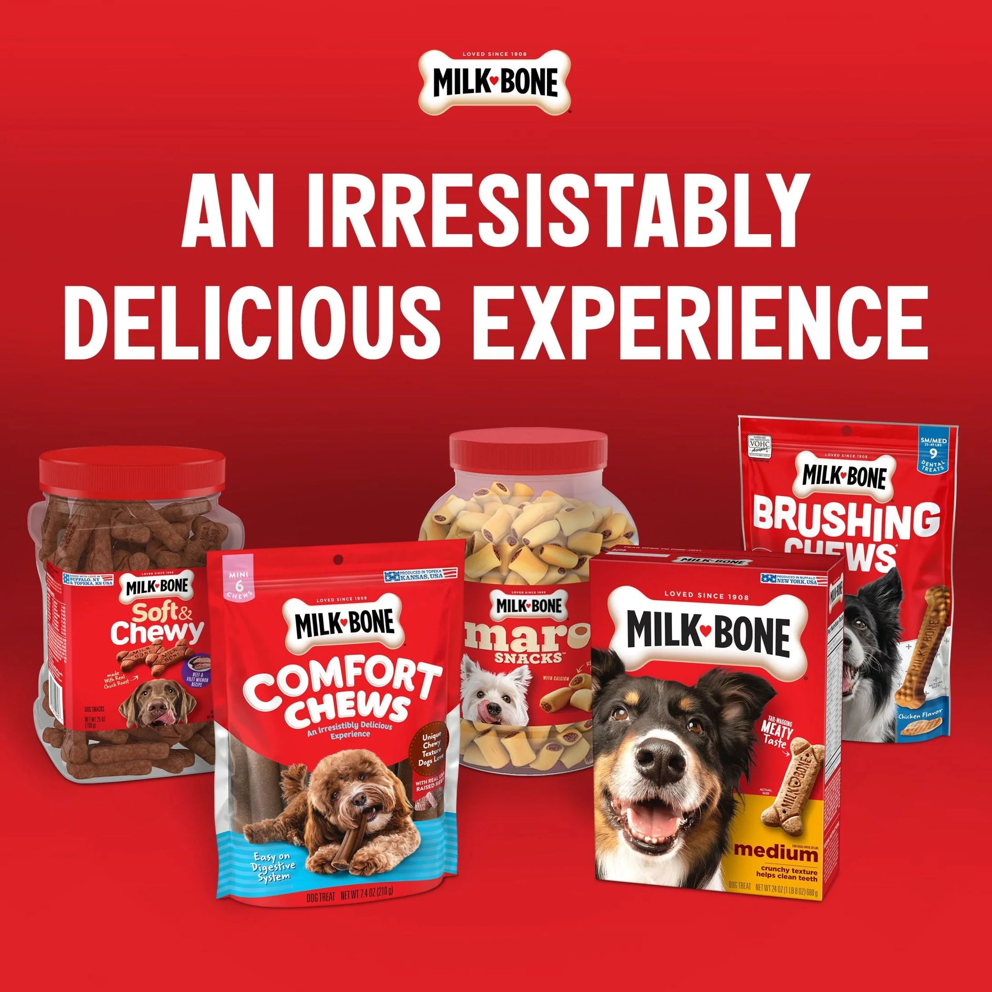 Milk Bone Mini Comfort Chews, Dog Chews with Unique Chewy Texture and Real Beef, 22.2 Oz Bag of 18 Chews