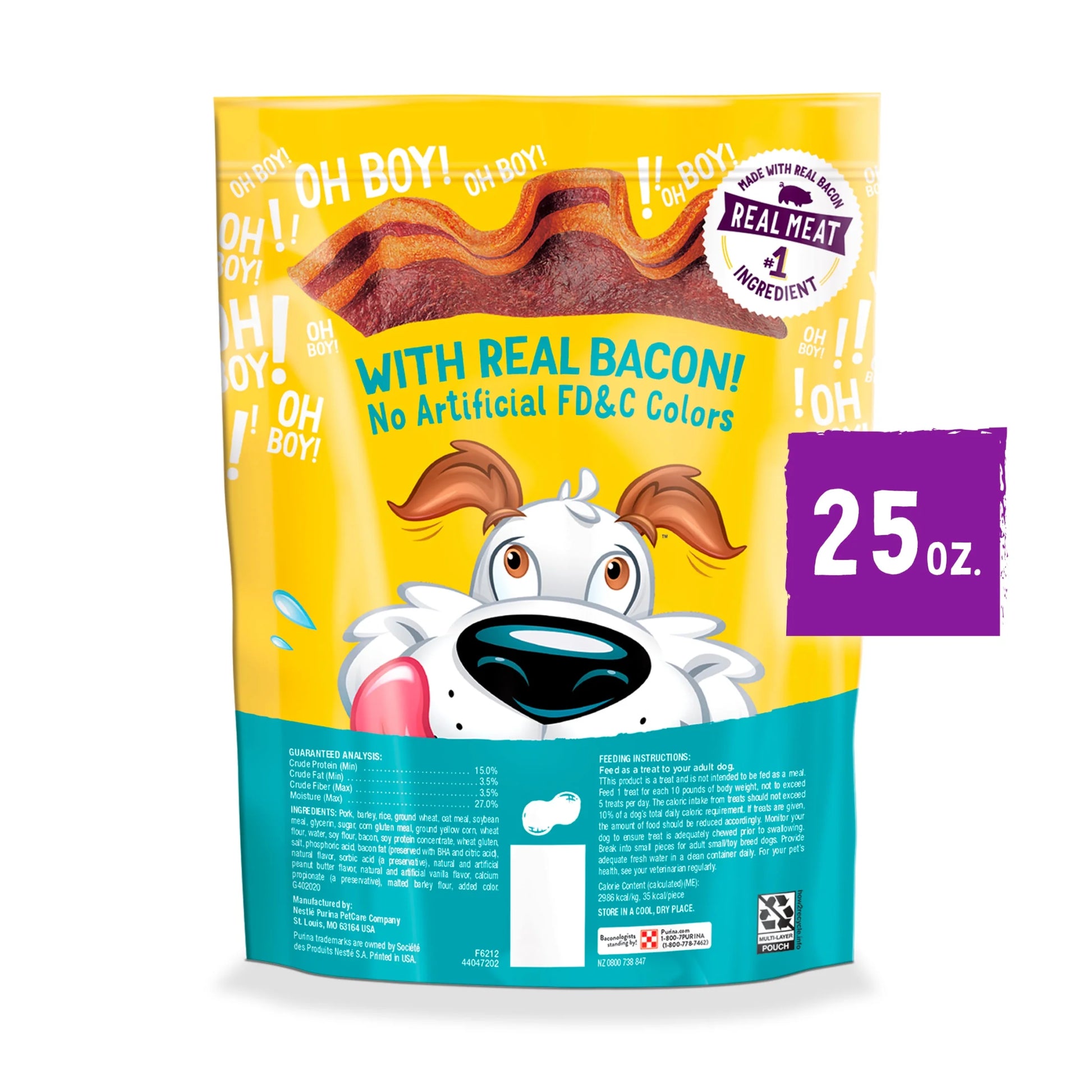Purina  Strips Dog Treats with Real Bacon & Peanut Butter Flavors Tender Chews, 25 Oz Pouch
