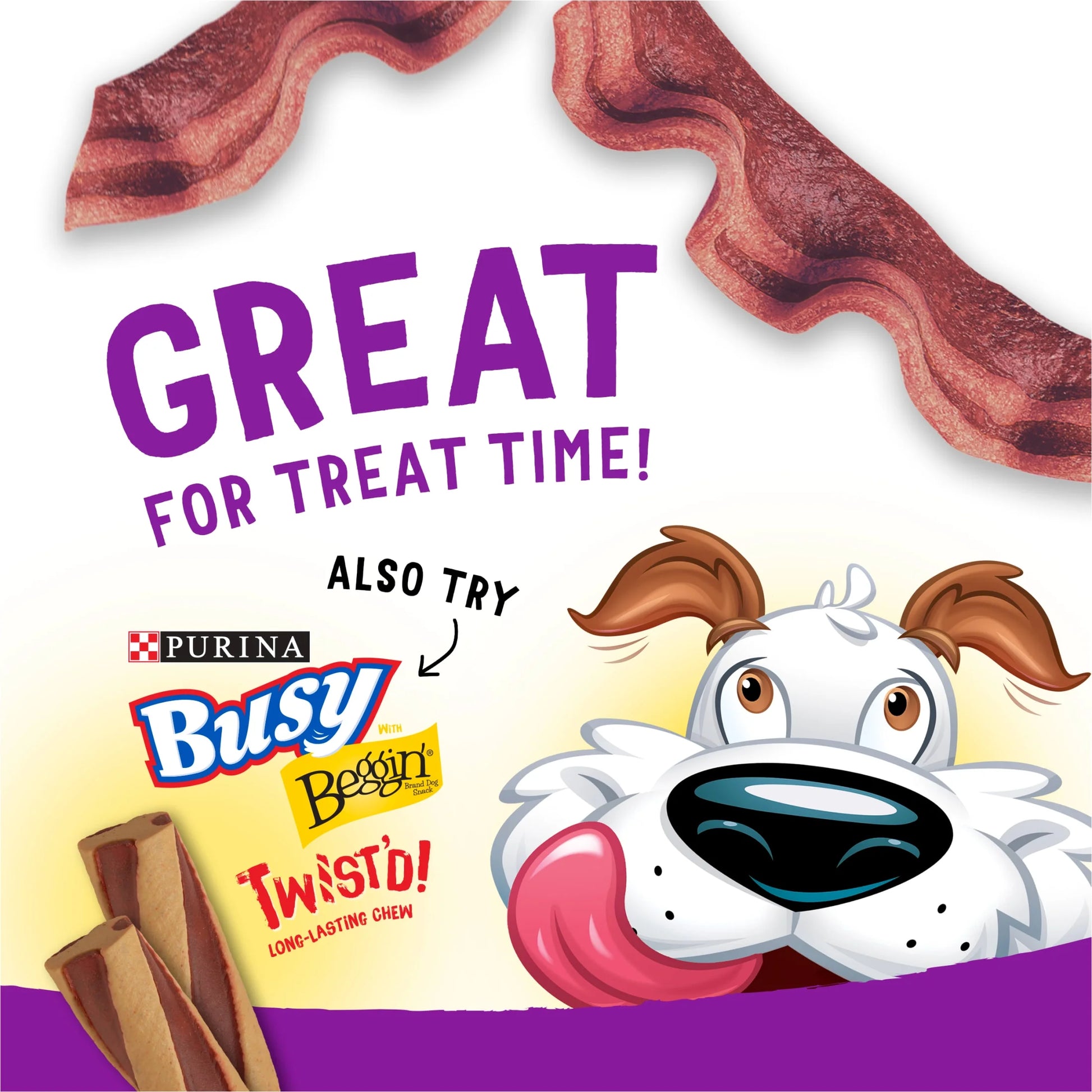 (4 Pack) Purina  Strips Dog Treats with Real Bacon & Beef Flavors Tender Chews, 25 Oz Pouch