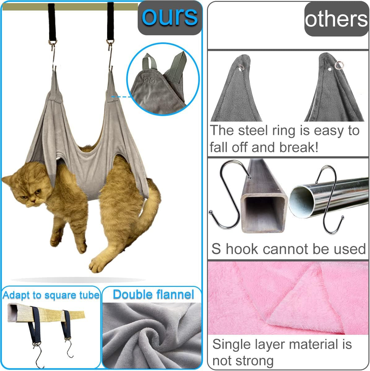 Dog Grooming Hammock for Trimming Nails, Soft Pet Grooming Sling Holder Restranits Drying Towel for Dogs& Cats, Hanging Harness with Nail Clipper/File