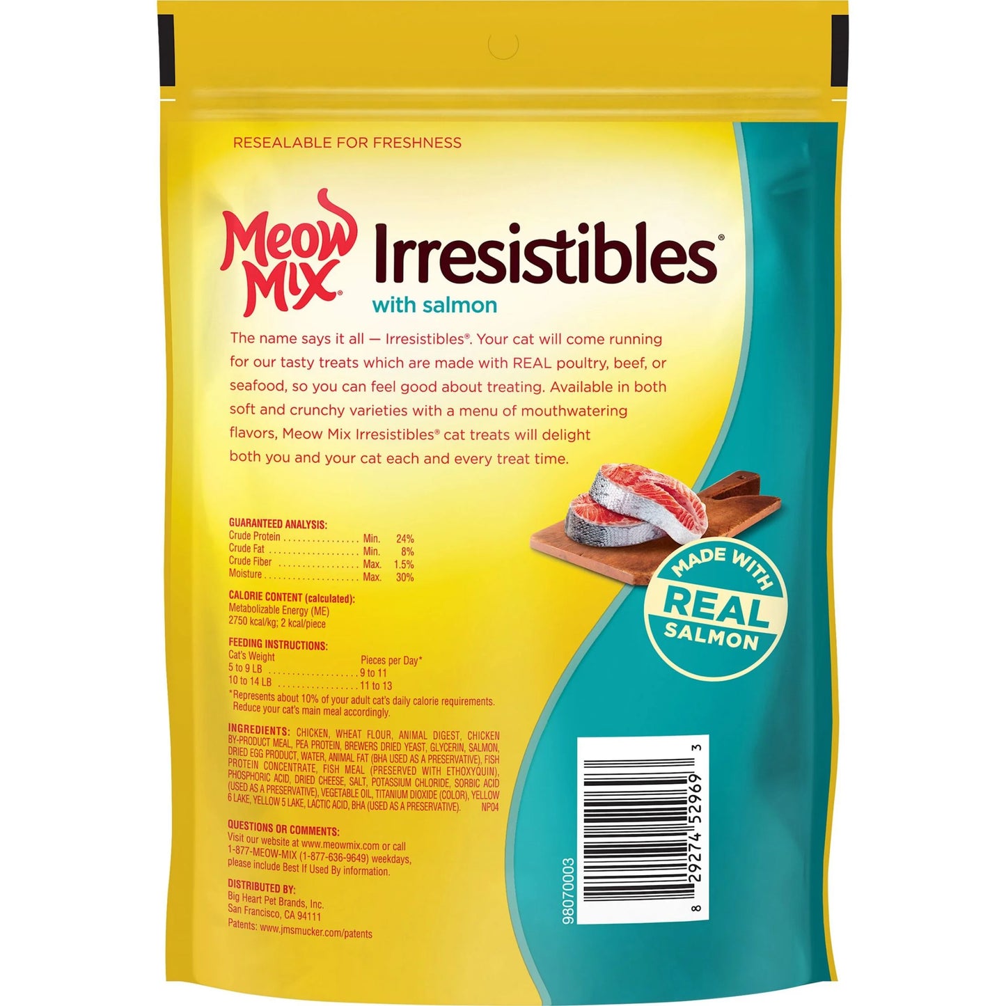 (5 Pack)  Irresistibles Soft Cat Treats with Salmon, 12 Oz Bag