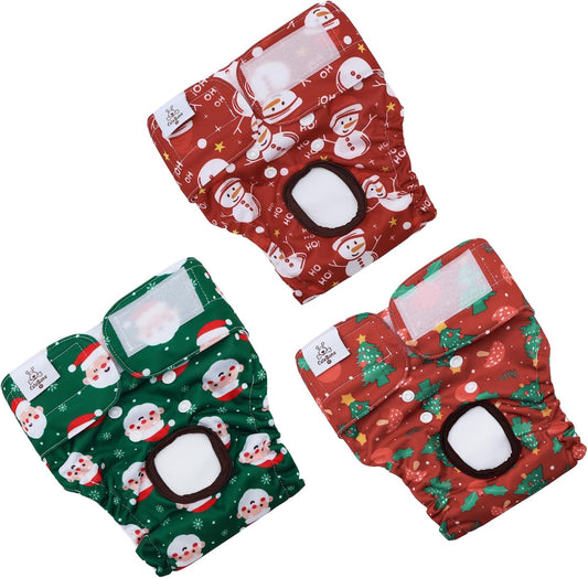 Dog Diapers Female Washable Small Medium Large 3 Pack Reusable Doggie Diapers Puppy Period Pants for Doggy Heat Cycle Peeing D75M